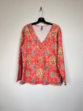 Noracora Orange Long Sleeve Sweater Blouse Women's XL